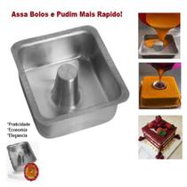 Forma de Pudim Quadrada de Tubo, Torta Suiça Alta Grande Para air fryer e Forno Elétrico