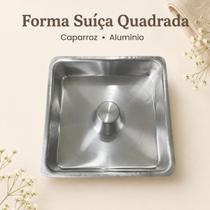 Forma de Pudim Torta Bolo Suíça Quadrada Caparroz 20x7cm em Alumínio para Bolos Pudins e Sobremesas