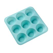 Forma De Silicone - 22x22x3Cm - Colors Cupcake 9 Cav - Azul - 1 unidade - Cromus Linha Profissional Allonsy - Rizzo Forma De Silicone - 22x22x3Cm - Colors Cupcake 9 Cav - Azul - 1 unidade - Cromus Linha Profissional Allonsy - Rizzo