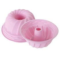 Forma de silicone 23,5cm para bolos tortas e pudins formato espiral 1950ml Rosa Forma de silicone 23,5cm para bolos tortas e pudins formato espiral 1950ml Rosa