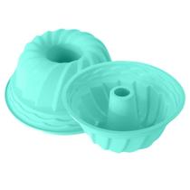 Forma de silicone 23,5cm para bolos tortas e pudins formato espiral 1950ml Verde Forma de silicone 23,5cm para bolos tortas e pudins formato espiral 1950ml Verde