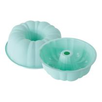 Forma de silicone 25,8cm para bolos tortas e pudins formato Abobora 2250ml Verde Forma de silicone 25,8cm para bolos tortas e pudins formato Abobora 2250ml Verde