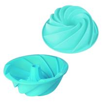 Forma de Silicone Antiaderente Vazada Estilo Aspiral Vulcão para Bolo Pudim 24cm - Wp Connect