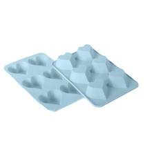 Forma de silicone azul formato Coração 6 cavidades 60ml cada Allonsy Forma de silicone azul formato Coração 6 cavidades 60ml cada Allonsy