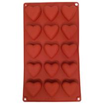 Forma de Silicone Com 15 Cavidades Coração Para Chocolates Páscoa e Confeitaria