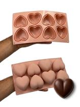 Forma de Silicone Coração 8 Cavidades para Doce Gourmet, Bombom Chocolate