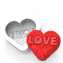 Forma de Silicone Coração C/ Flores "LOVE" Dia dos Namorados
