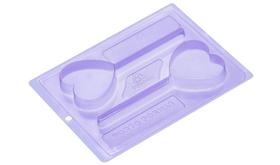 Forma de silicone coração no palito 3 partes cod 64 porto formas