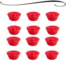 Forma De Silicone Cupcake Antiaderente Vermelha Pequena Vazado não mancha Forno Flexível Pequeno 6,5x2,5cm