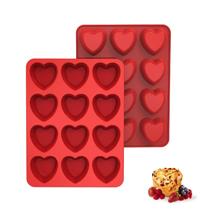Forma de silicone em formato de coração SILIVO para muffins, kit com 2 unidades, antiaderente, 30 x 22 x 3 cm Forma de silicone em formato de coração SILIVO para muffins, kit com 2 unidades, antiaderente, 30 x 22 x 3 cm