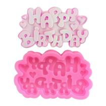 Forma de Silicone - Feliz Aniversario Happy Birthday - Decore Artesanatos SP