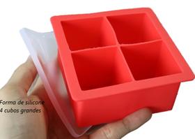 Forma de silicone gelo com tampa papinha quadrada 4 cubos grandes sem bpa forminhas para gelo verm uni su191324