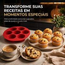 Forma De Silicone Mini Cupcake Cookie Air Fryer 7 Cavidades Forma De Silicone Mini Cupcake Cookie Air Fryer 7 Cavidades