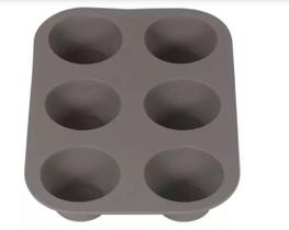 Forma De Silicone Muffin Cupcake 6 Cavidades Cinza Mesclado Forma De Silicone Muffin Cupcake 6 Cavidades Cinza Mesclado