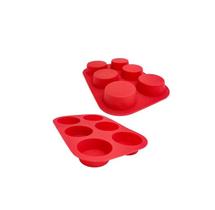 Forma de Silicone Para 6 Cupcakes Vermelho 4973 - Wellmix