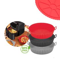 Forma de silicone para air fryer antiaderente fritadeira elétrica forno microondas redondo