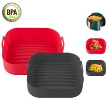 Forma de Silicone Para AirFryer Cozimento Quadrada Air Fry Cesto Fritadeira Elétrica Tamanho Grande