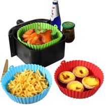 Forma de Silicone Para Airfryer Forro Reutilizável Alça Transporte Fritadeira Anti aderente Prático