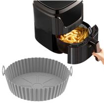 Forma De Silicone Para Airfryer Fritadeira Elétrica Antiaderente Reutilizável Forminha Bolo 20cm Cinza