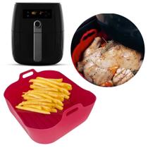 Forma De Silicone Para Airfryer Fritadeira Elétrica Antiaderente Reutilizável Forminha Bolo Quadrada 16cmx16cm - Universal Vendas