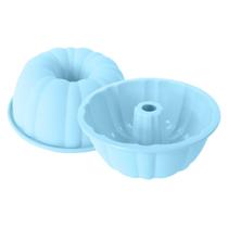 Forma de silicone para bolos e pudins com centro oco 22cm 1700ml Azul Forma de silicone para bolos e pudins com centro oco 22cm 1700ml Azul