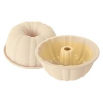 Forma de silicone para bolos e pudins com centro oco 22cm 1700ml Bege Forma de silicone para bolos e pudins com centro oco 22cm 1700ml Bege