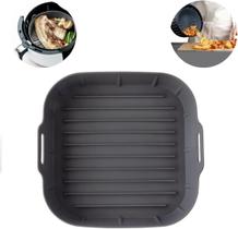 Forma de Silicone para Fritadeira Air Fryer Quadrada Multiuso Cesto Limpeza Panela 19cm