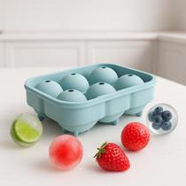 Forma de Silicone para Gelo Esfera 6 Cavidades com Tampa Moldes