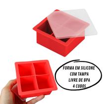 Forma De Silicone Para Gelo Papinha Frutas Com Tampa 4 Divisões Forma Grande - Uny