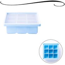 Forma de Silicone Para Gelo Quadrada 9 Cubos Para Cozinha Com Tampa Utensílio de Casa SU221309 - Formas de Silicone Azul