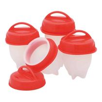 Forma de silicone para ovo cozido kit 4 unidades molde ovo sem casca cozimento prático 6x9x3,5cm