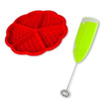 Forma De Silicone Para Waffle C/ Mini Mixer Misturador Bebidas Forma De Silicone Para Waffle C/ Mini Mixer Misturador Bebidas