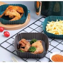 Forma de Silicone Quadrada Assadeira Air Fryer e Forno Forma para Fritadeira Elétrica com Alça Cinza