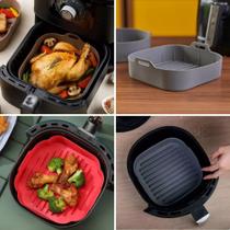 Forma De Silicone Quadrada Com Alça Air Fryer Fritadeira Eletrica 15,5x5cm - Saz