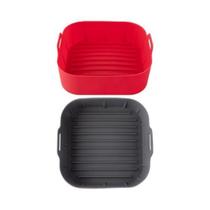 Forma de Silicone Quadrada para Air Fryer 16x16x7,3cm Antiaderente Resistente Até 220C