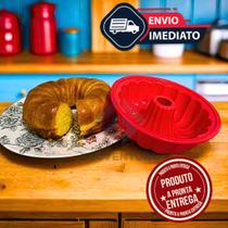 Forma de Silicone Redonda 20cm com Furo Ideal para Bolos, Pudins e Tortas Antiaderente e Resiste