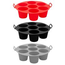 Forma De Silicone Redonda 7 Bolinhos Cupcake Antiaderente Flexível Para Air Fryer 20x5cm Uny Home Forma De Silicone Redonda 7 Bolinhos Cupcake Antiaderente Flexível Para Air Fryer 20x5cm Uny Home