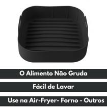 Forma de Silicone Redonda Assadeira Panela Quadrada Fritadeira Microondas C/Alça Cesto para Air Fryer Reutilizável