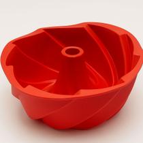 Forma de silicone redonda bolo e pudim vermelha