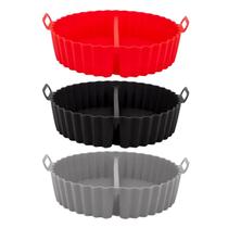Forma De Silicone Redonda Com Divisória Antiaderente Flexível Para Air Fryer 20x5cm Uny Home Forma De Silicone Redonda Com Divisória Antiaderente Flexível Para Air Fryer 20x5cm Uny Home