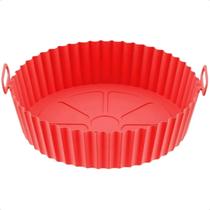 Forma de Silicone Redonda para AirFryer Forro Fritadeira Reutilizável Antiaderente Macia Flexível com Alças 01 Unidade Ecológico Resistente ao Calor Forma de Silicone Redonda para AirFryer Forro Fritadeira Reutilizável Antiaderente Macia Flexível com Alças 01 Unidade Ecológico Resistente ao Calor