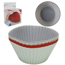 Forma de silicone redonda para cupcake com 6 pecas 3x7cm