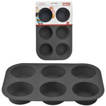 Forma De Silicone Retangular Para Cupcake Com 6 Cavidades Grafite 25,5X17,5Cm - WELLMIX