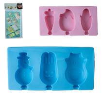 Forma De Silicone Retangular Para Picole / Sorvete Com 3 Cavidades + Cabo 18X12X2Cm Mb House
