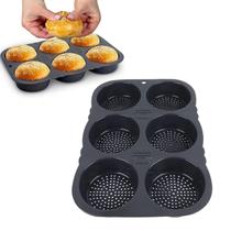 Forma De Silicone Reutilizável Para Pão De Hambúrguer Com 6 Cavidades, Dobrável E Resistente Ao