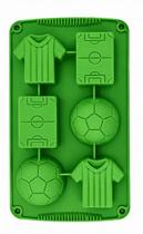 Forma de Silicone Temática de Futebol 6 Cavidades para Bolos, Doces e Chocolates Forma de Silicone Temática de Futebol 6 Cavidades para Bolos, Doces e Chocolates