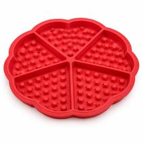 Forma de Silicone Waffle 5 Divisórias Antiaderente de Silicone Livre BPA para Forno Frigideira e Microondas Vermelha