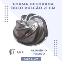 Forma Decorada Bolo Vulcão 21 cm em Alumínio Polido