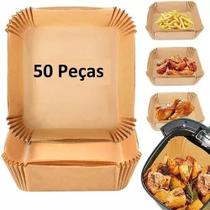 Forma Descartável Para Air Fryer Fritadeira Quadrada 50 Peças