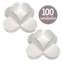 FORMA DOCINHO 4 PETÁLAS C/100un HAPPY FESTAS - BRANCO